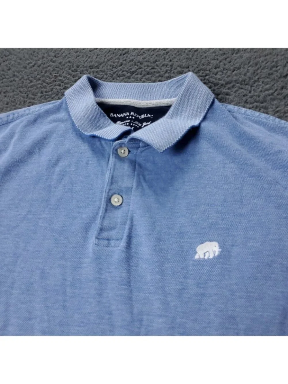 Banana Republic Polo Shirt Mens M Medium Blue Cotton Short Sleeve SF NY Casual